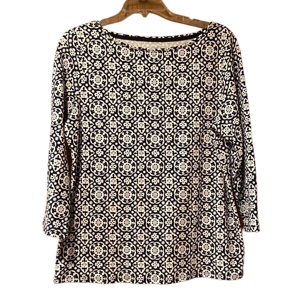 talbots Navy and White Top